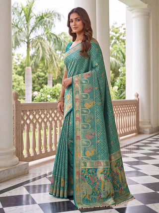 Sky Blue Pure Nylon Saree with Zari Work ClothsVilla