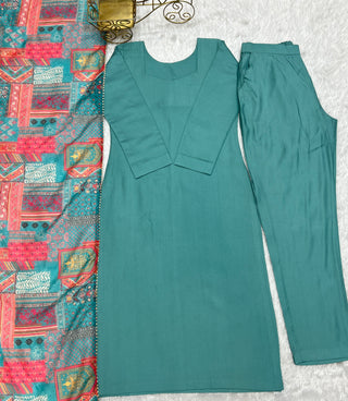 Sky Blue Pure Soft Viscose Straight Fit Kurta Set with Dupatta – Perfect for Summer & Office Wear