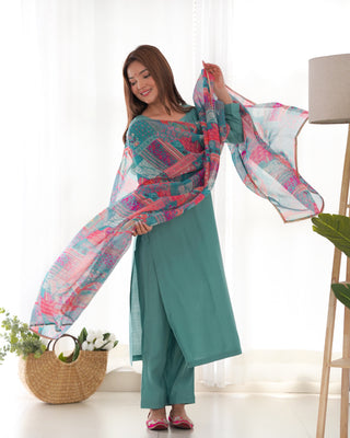 Sky Blue Pure Soft Viscose Straight Fit Kurta Set with Dupatta – Perfect for Summer & Office Wear