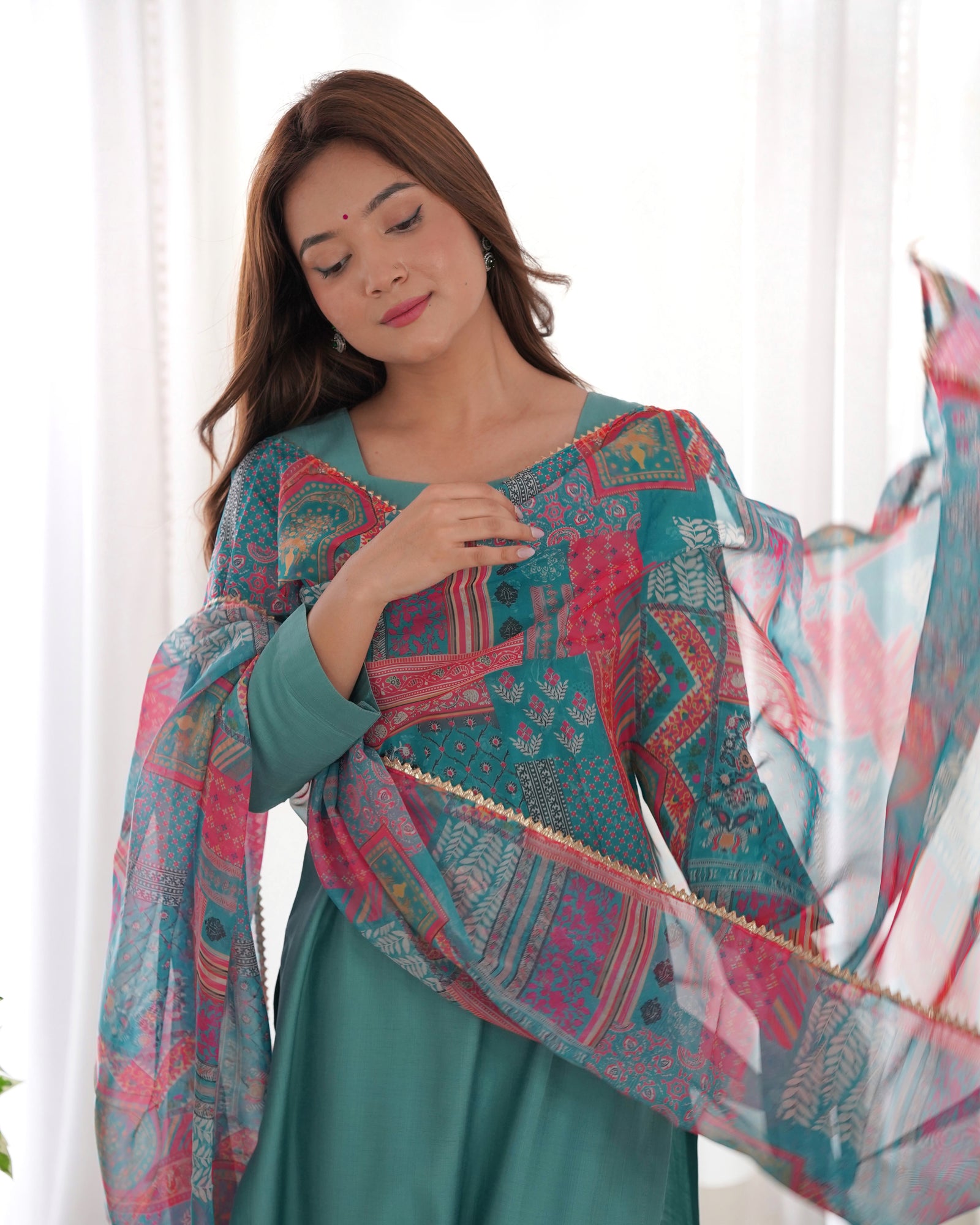 Sky Blue Pure Soft Viscose Straight Fit Kurta Set with Dupatta – Perfect for Summer & Office Wear