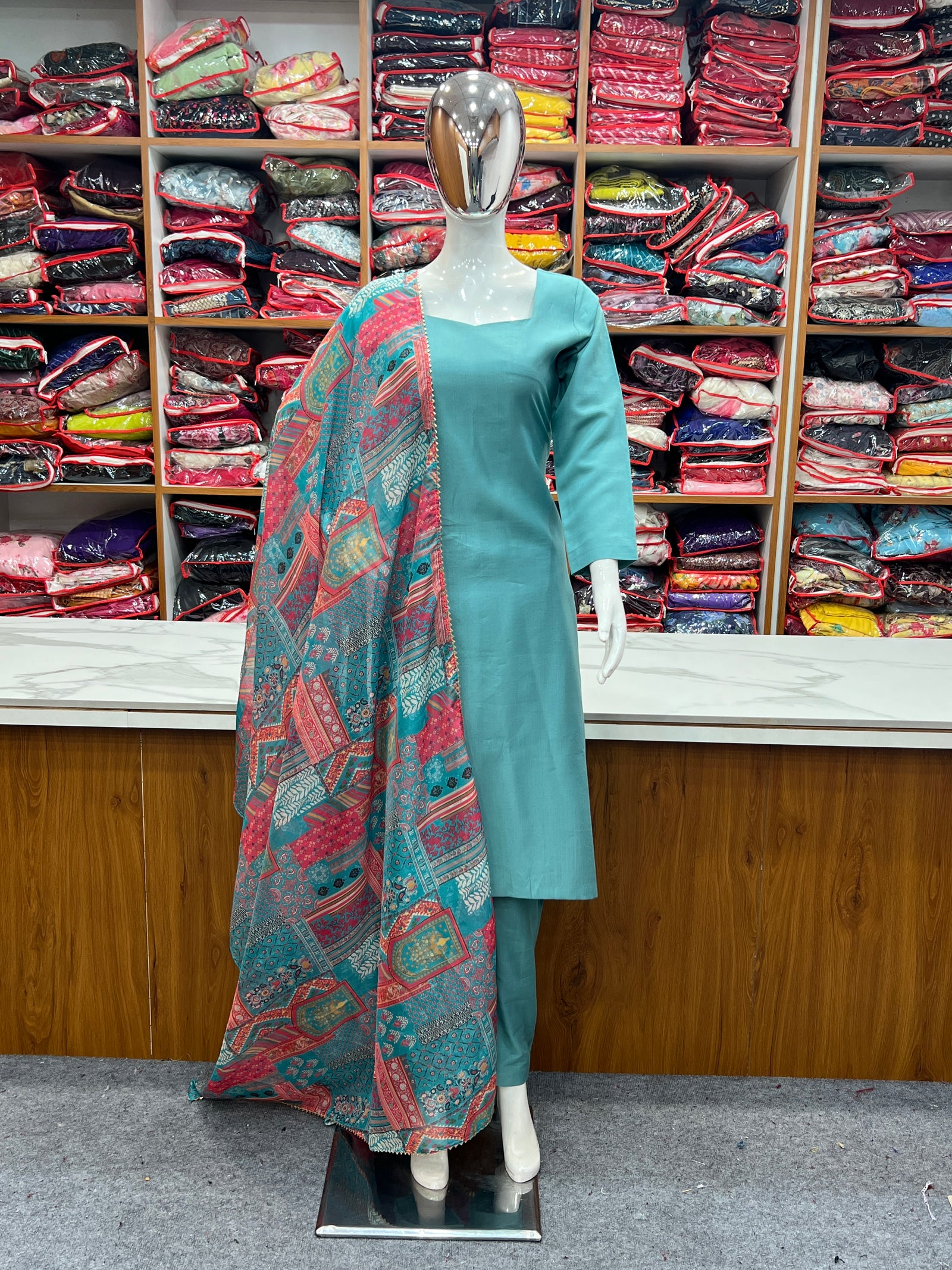 Sky Blue Pure Soft Viscose Straight Fit Kurta Set with Dupatta – Perfect for Summer & Office Wear