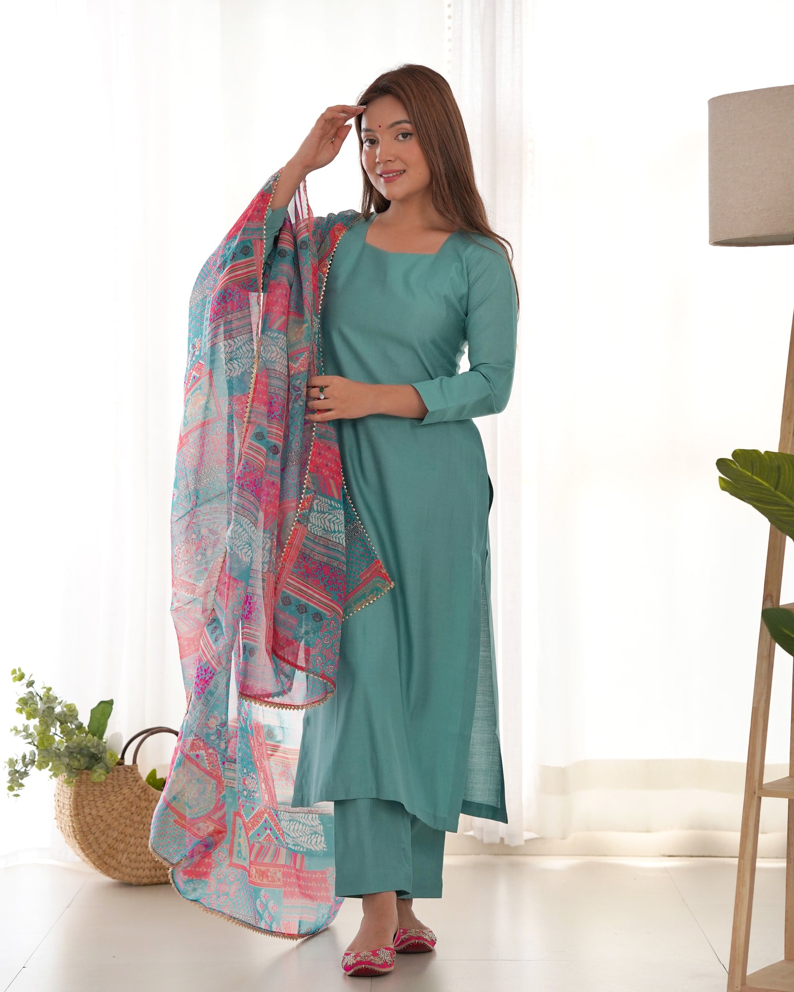 Sky Blue Pure Soft Viscose Straight Fit Kurta Set with Dupatta – Perfect for Summer & Office Wear