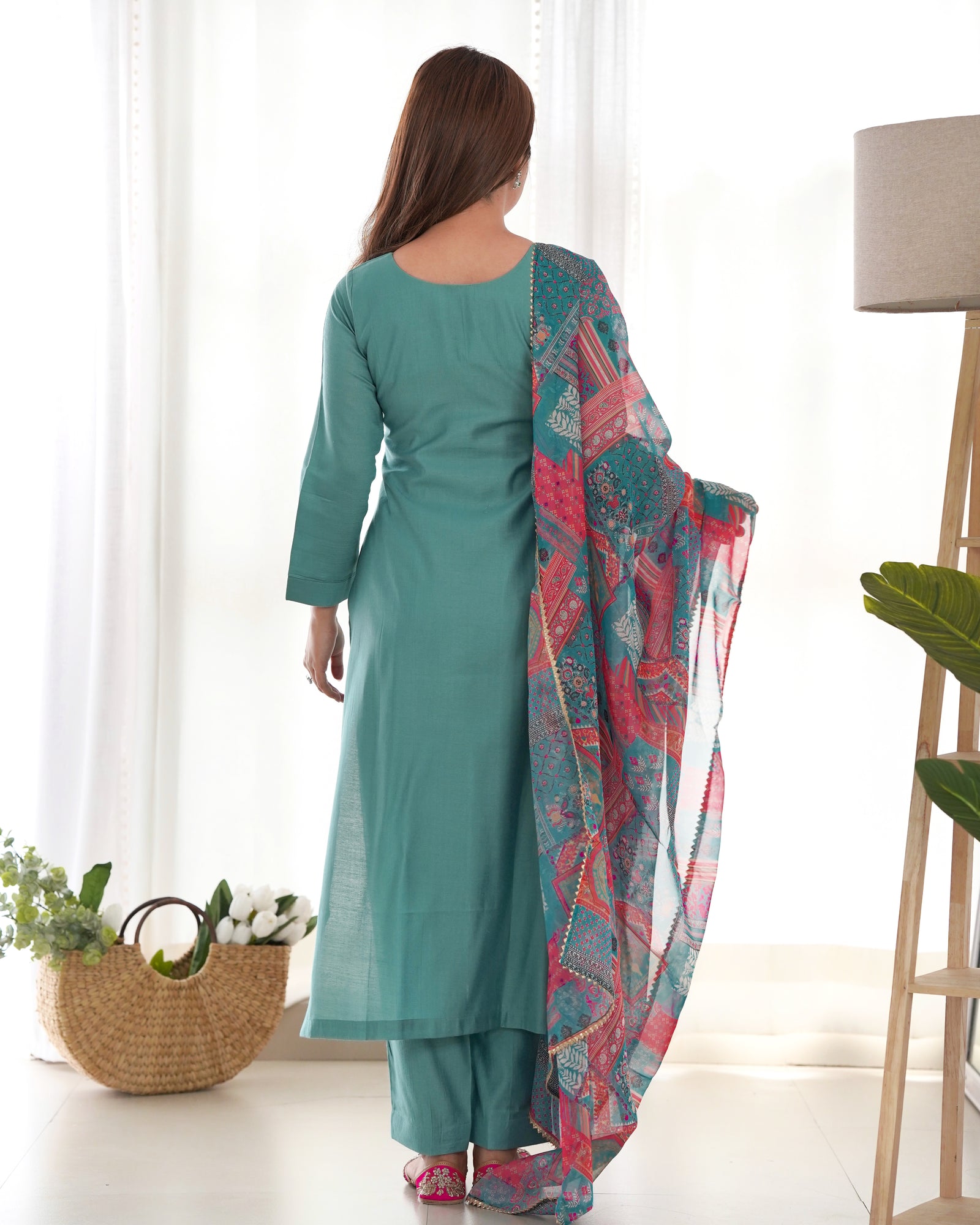 Sky Blue Pure Soft Viscose Straight Fit Kurta Set with Dupatta – Perfect for Summer & Office Wear