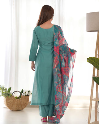 Sky Blue Pure Soft Viscose Straight Fit Kurta Set with Dupatta – Perfect for Summer & Office Wear