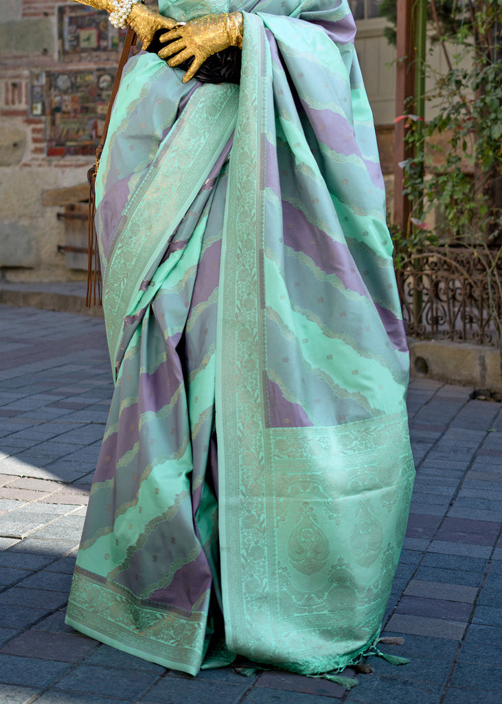 Sky Blue Radiant Elegance Blended Silk Designer Saree ClothsVilla