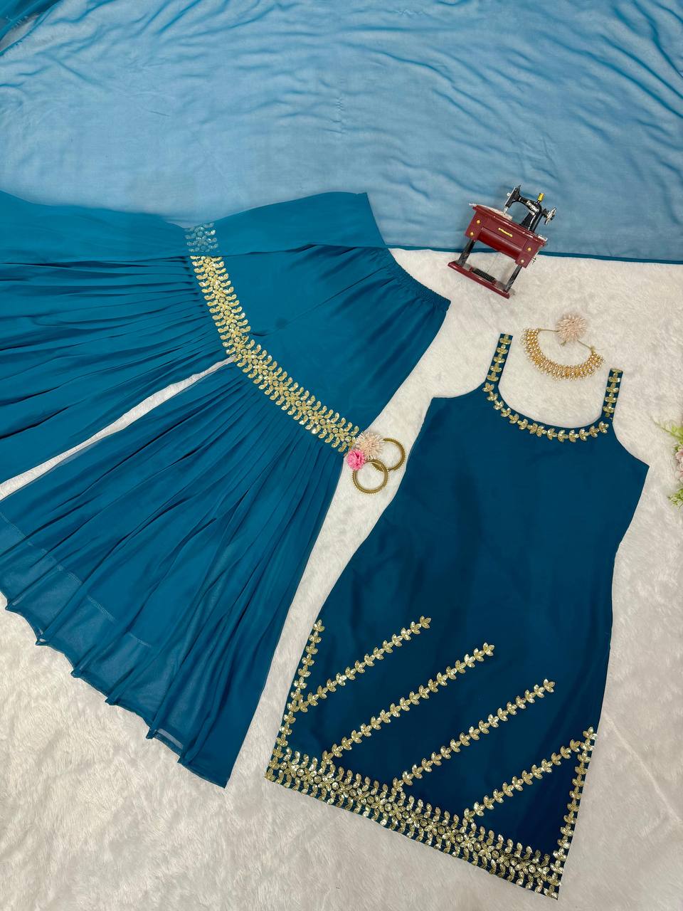 Sky Blue Rakhi Special Elegant Sharara Set ClothsVilla