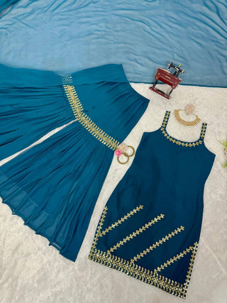 Sky Blue Rakhi Special Elegant Sharara Set ClothsVilla