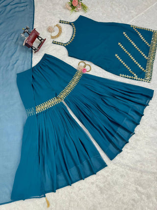 Sky Blue Rakhi Special Elegant Sharara Set ClothsVilla