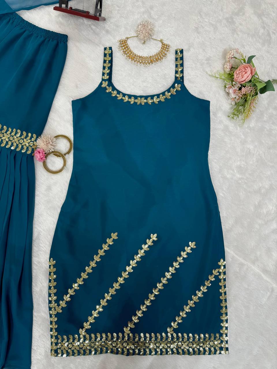Sky Blue Rakhi Special Elegant Sharara Set ClothsVilla