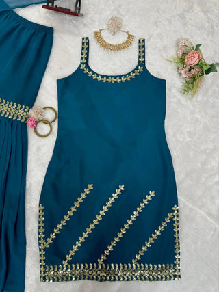 Sky Blue Rakhi Special Elegant Sharara Set ClothsVilla