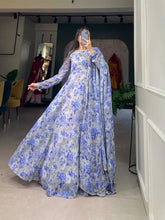 Load image into Gallery viewer, Sky Blue Ready-to-Wear Georgette Gown with Matching Dupatta ClothsVilla