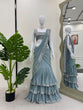 Load image into Gallery viewer, Sky Blue Ready-to-Wear Lehenga Saree – Elegant &amp; Stylish