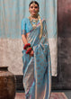 Load image into Gallery viewer, Sky Blue Regal Banarasi Silk Saree with Gold &amp; Silver Zari Brocade Work ClothsVilla