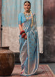 Load image into Gallery viewer, Sky Blue Regal Banarasi Silk Saree with Gold &amp; Silver Zari Brocade Work ClothsVilla