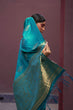 Load image into Gallery viewer, Sky Blue Regal Woven Pure Silk Banarasi Saree ClothsVilla