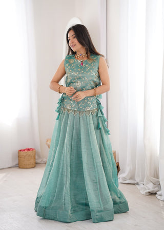 Sky Blue Salsa Crush Lehenga Choli ClothsVilla