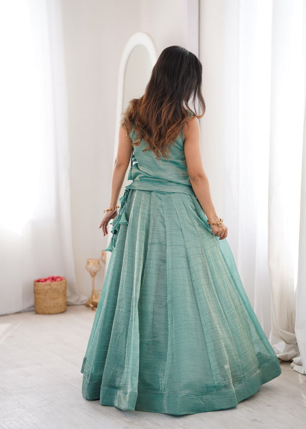 Sky Blue Salsa Crush Lehenga Choli ClothsVilla