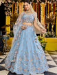 Load image into Gallery viewer, Sky Blue Satin Silk Sequin &amp; Embroidery Lehenga Choli with Net Dupatta – Fully Stitched ClothsVilla