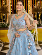 Load image into Gallery viewer, Sky Blue Satin Silk Sequin &amp; Embroidery Lehenga Choli with Net Dupatta – Fully Stitched ClothsVilla