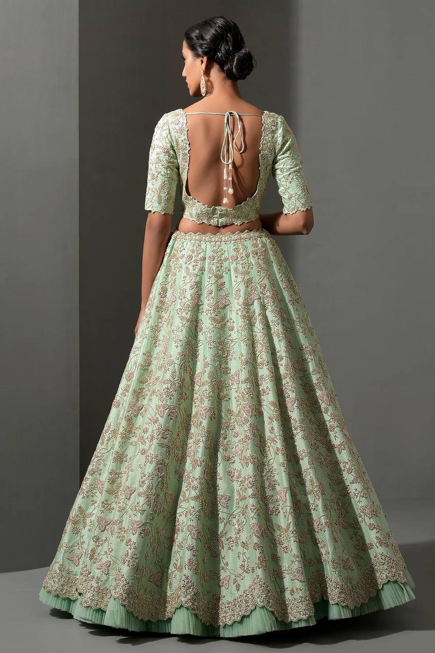 Milky Showstopper Mulberry Silk Lehenga Set – Steal the Spotlight! ClothsVilla