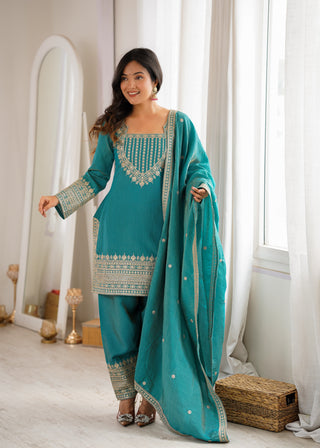 Sky Blue Silk Farshi Shalwar Suit ClothsVilla