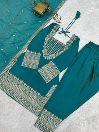 Sky Blue Silk Farshi Shalwar Suit ClothsVilla