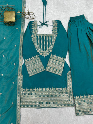 Sky Blue Silk Farshi Shalwar Suit ClothsVilla