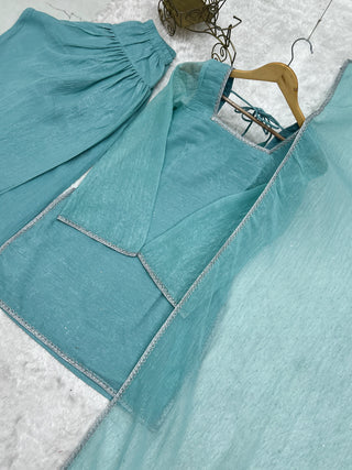 Sky Blue Silk Kurta Salwar Set ClothsVilla