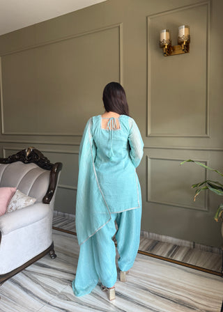 Sky Blue Silk Kurta Salwar Set ClothsVilla