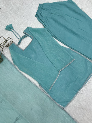 Sky Blue Silk Kurta Salwar Set ClothsVilla