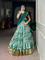 Sky Blue Silk Printed Lehenga ClothsVilla