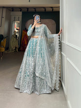 Load image into Gallery viewer, Sky Blue Starlight Sequin Net Lehenga Choli - Embody Radiance &amp; Celebrate in Style ClothsVilla