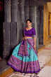 Load image into Gallery viewer, Sky Blue Tasar Silk Ikkat Print Lehenga Set with Embroidered Blouse &amp; Dupatta ClothsVilla