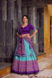 Load image into Gallery viewer, Sky Blue Tasar Silk Ikkat Print Lehenga Set with Embroidered Blouse &amp; Dupatta ClothsVilla