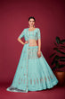Load image into Gallery viewer, Sky Blue Thread Work Lehenga Choli Set ClothsVilla