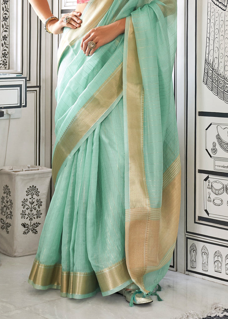 Sky Blue Timeless Elegance Moss Chiffon Silk Saree – Grand & Bestselling Design ClothsVilla