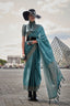 Sky Blue Traditional Woven Satin Silk Blend Saree with Blouse Piece – Festive & Partywear ClothsVilla