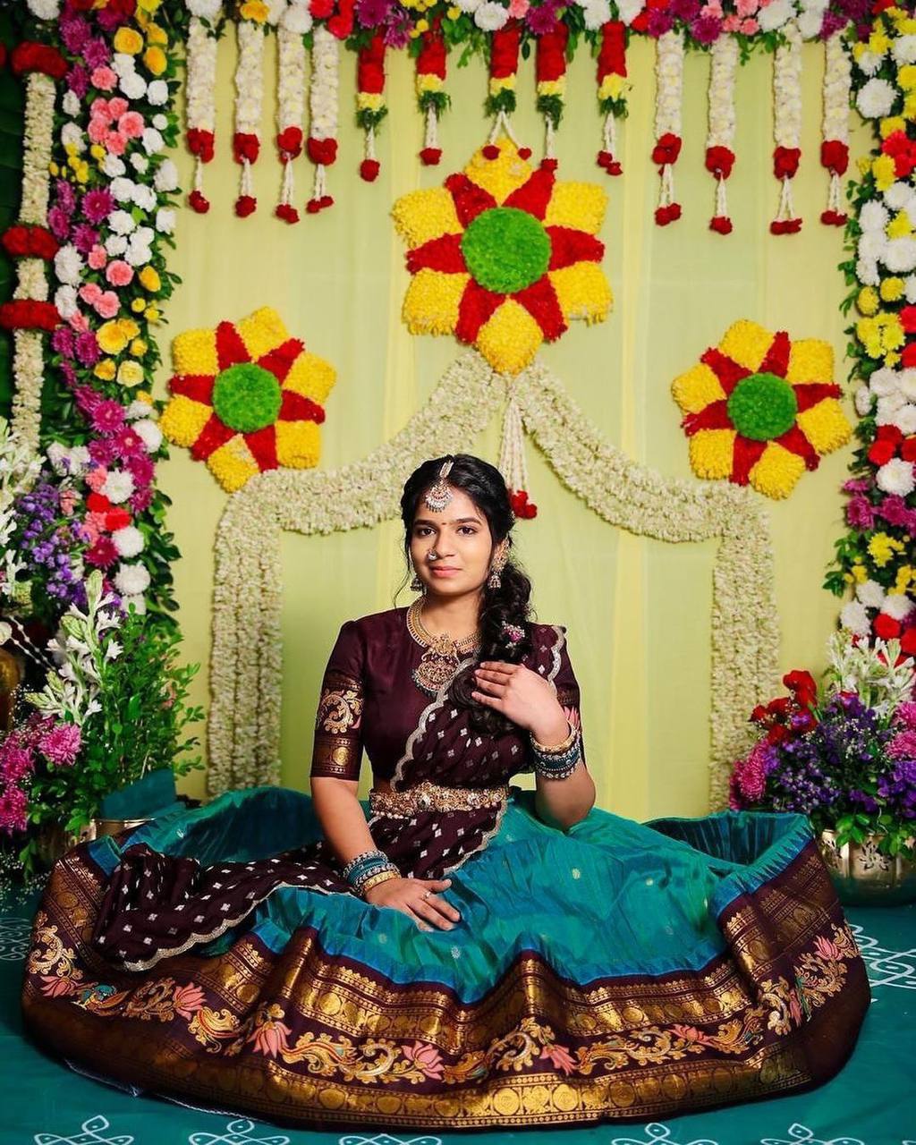 Sky Blue & Wine legant Jequrd Silk Semi-Stitched Lehenga Set with Stunning Dupatta ClothsVilla