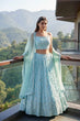 Load image into Gallery viewer, Sky Blue Zari Sparkle Designer Lehenga ClothsVilla