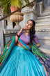 Load image into Gallery viewer, Sky Green Ethereal Elegance Kalamkari Tussar Silk Lehenga Set
