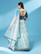 Load image into Gallery viewer, Sky - Net Floral Work Semi-Stitched Lehenga Clothsvilla
