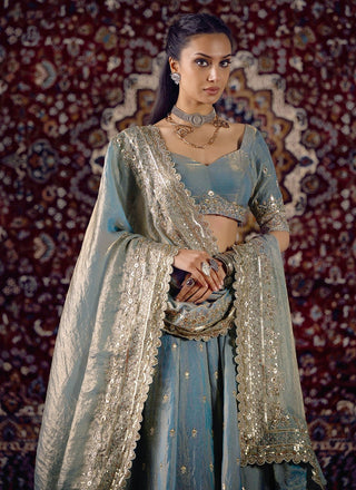 Sky Party Wear Silk Lehenga Set ClothsVilla