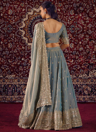 Sky Party Wear Silk Lehenga Set ClothsVilla