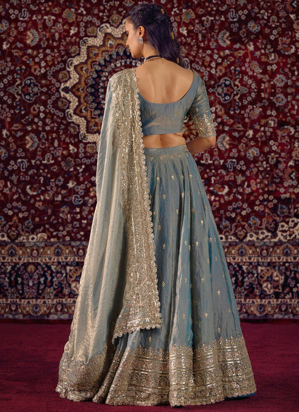 Sky Party Wear Silk Lehenga Set ClothsVilla