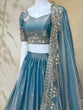 Load image into Gallery viewer, Sky Party Wear Silk Lehenga Set ClothsVilla