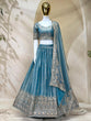 Load image into Gallery viewer, Sky Party Wear Silk Lehenga Set ClothsVilla