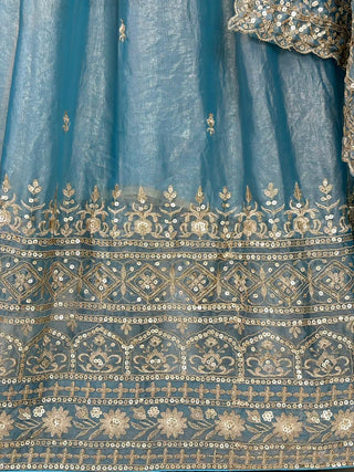 Sky Party Wear Silk Lehenga Set ClothsVilla