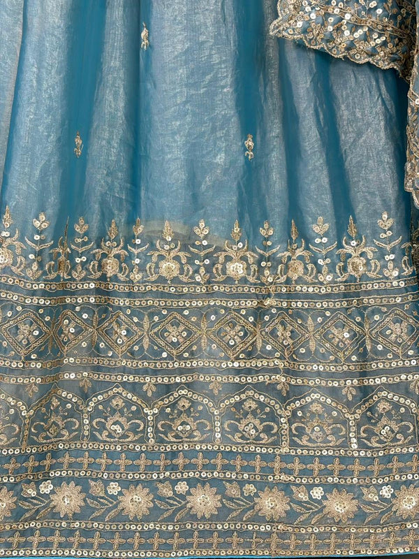 Sky Party Wear Silk Lehenga Set ClothsVilla