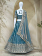 Load image into Gallery viewer, Sky Party Wear Silk Lehenga Set ClothsVilla