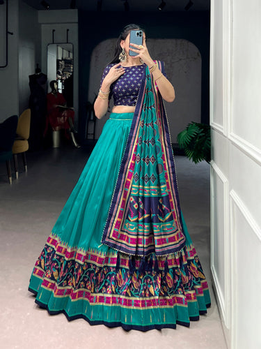 Sky Silk Printed Lehenga Set ClothsVilla